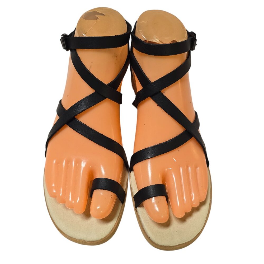 Liebeskind Berlin Women's Strappy Black Leather Flat Sandals Eur 37 US 6.5-7 M